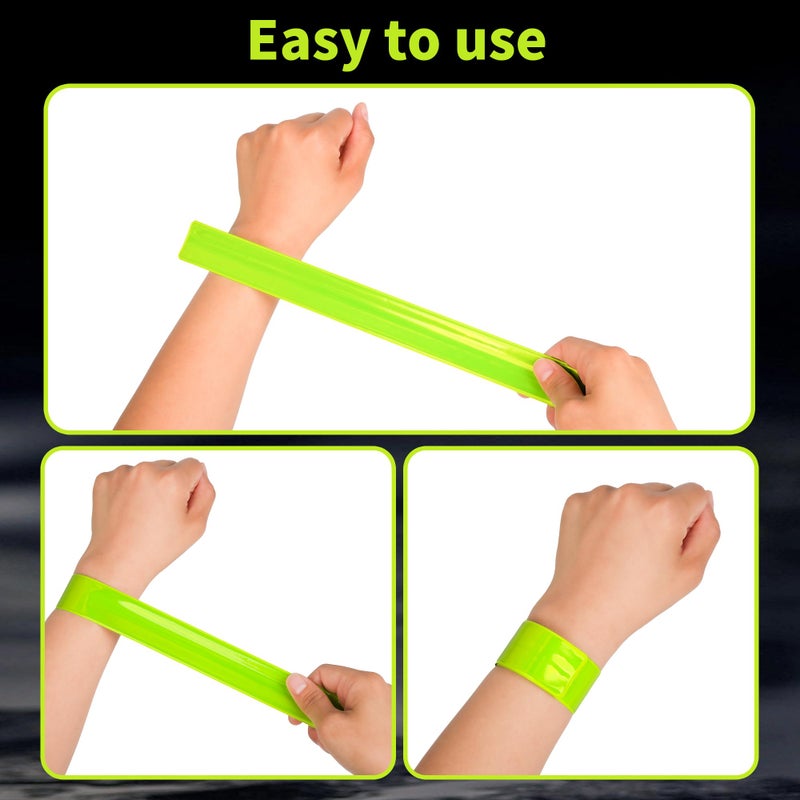 CKKAPTURE 20 Pcs Reflective Bands Snap Bracelets - Enhance Safety for Children, School Bags, Keys, Prams, Hiking, Joggers, and Cyclists - Image 3