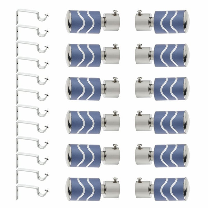 GLOXY ENTERPRISE Stainless Steel Curtain Bracket Parda Holder with Support 1 Inch Rod Pocket Finials Designer Door and Window Rod Support Fittings, Curtain Rod Holder (Blue 6 Pair) - Image 5
