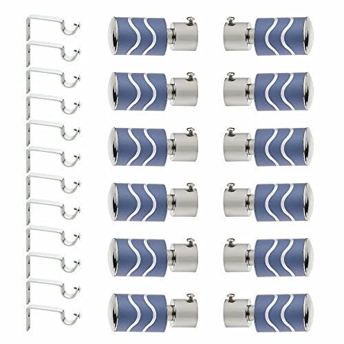 GLOXY ENTERPRISE Stainless Steel Curtain Bracket Parda Holder with Support 1 Inch Rod Pocket Finials Designer Door and Window Rod Support Fittings, Curtain Rod Holder (Blue 6 Pair) - Image 1