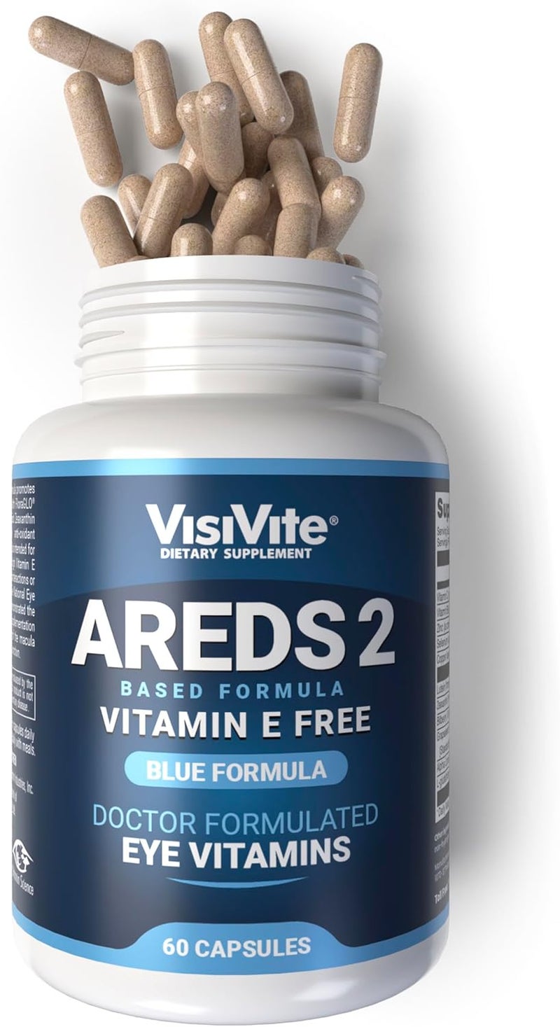 VisiVite AREDS 2 Eye Vitamins  VisiVite Vitamins for Eye Health Without Vitamin E  Eye Vitamins for Seniors  Lutein and Zeaxanthin Supplements  60 Capsules - Image 1