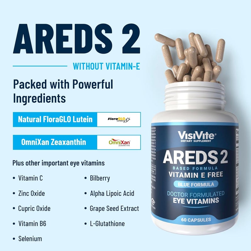 VisiVite AREDS 2 Eye Vitamins  VisiVite Vitamins for Eye Health Without Vitamin E  Eye Vitamins for Seniors  Lutein and Zeaxanthin Supplements  60 Capsules - Image 2