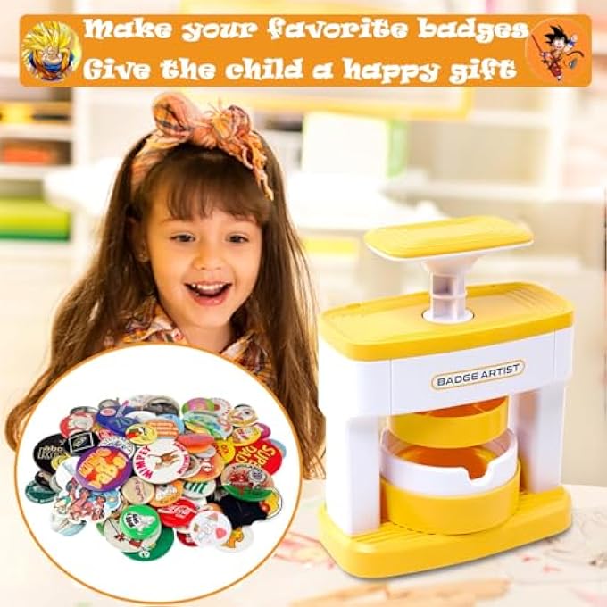 DIY BUTTON BADGE MAKER KIT FOR KIDS - EASY TO USE, DURABLE PP MATERIAL, INCLUDES 48 BUTTON PARTS & PICTURES, PERFECT FOR SCHOOL ACTIVITIES, HOLIDAYS, AND CREATIVE GIFT GIVING - Image 3