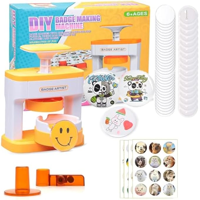 DIY BUTTON BADGE MAKER KIT FOR KIDS - EASY TO USE, DURABLE PP MATERIAL, INCLUDES 48 BUTTON PARTS & PICTURES, PERFECT FOR SCHOOL ACTIVITIES, HOLIDAYS, AND CREATIVE GIFT GIVING - Image 2
