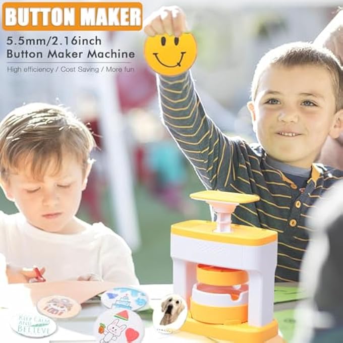 DIY BUTTON BADGE MAKER KIT FOR KIDS - EASY TO USE, DURABLE PP MATERIAL, INCLUDES 48 BUTTON PARTS & PICTURES, PERFECT FOR SCHOOL ACTIVITIES, HOLIDAYS, AND CREATIVE GIFT GIVING - Image 5