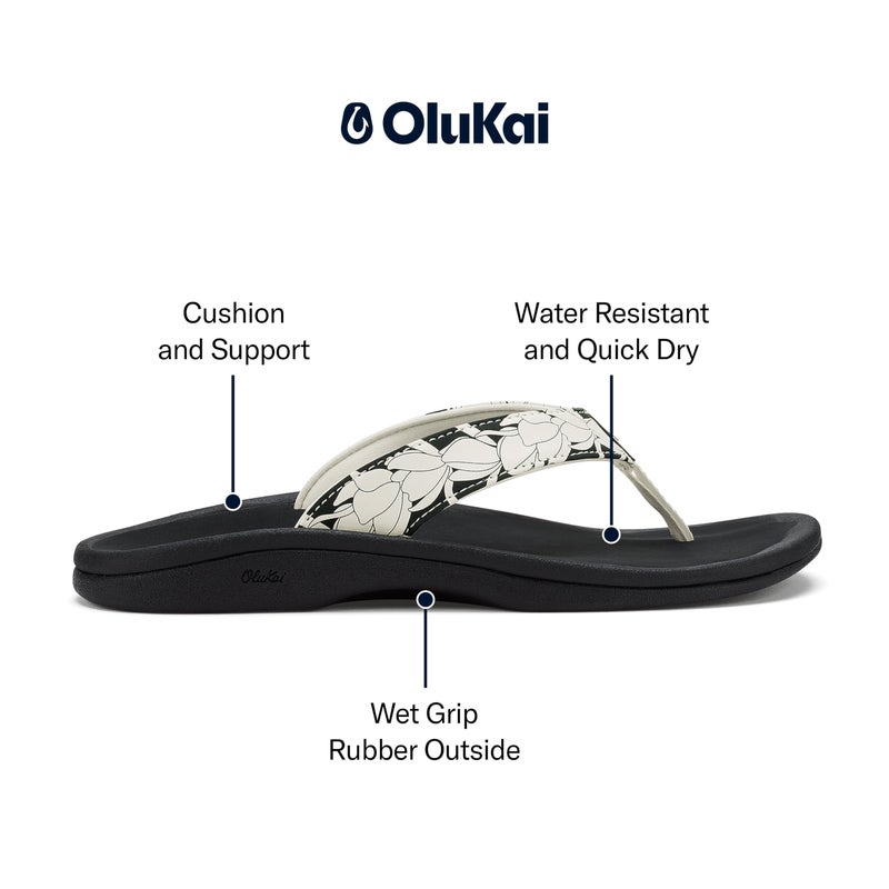 OLUKAI Ohana Women's Beach Sandals, Water Resistant Flip Flops, Arch Support & Comfort Fit, Lightweight & Durable, Enhanced Grip & Traction, Lava Rock/Pa'i, 8 - Image 3