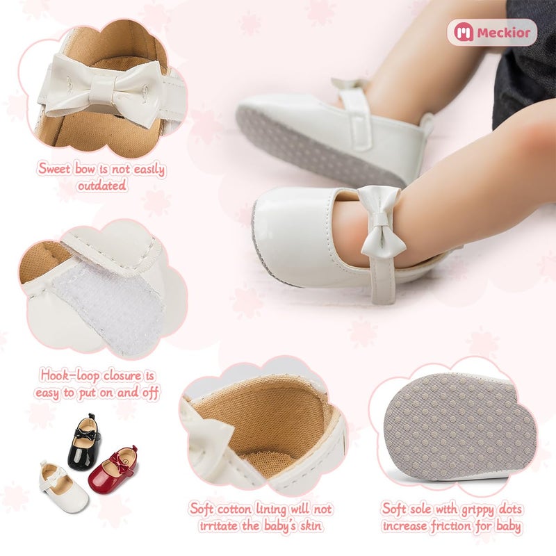 Meckior Infant Baby Girls Soft Sole Bowknot Princess Wedding Dress Mary Jane Flats Shoes Easter Light Baby Sneaker Shoes - Image 5