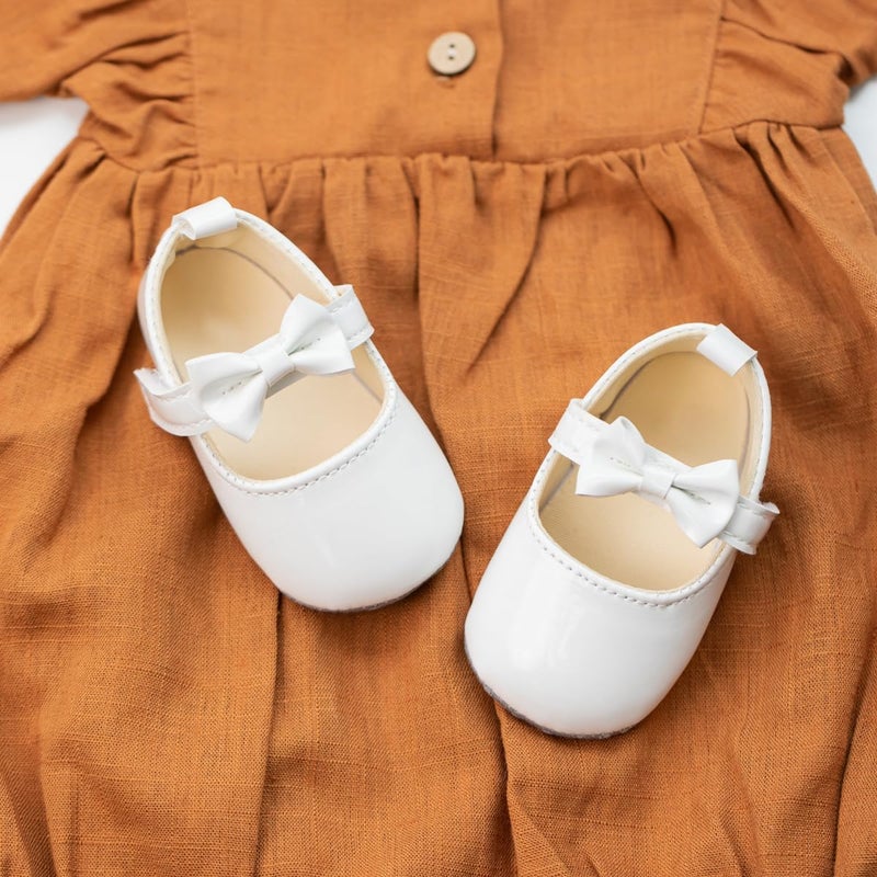 Meckior Infant Baby Girls Soft Sole Bowknot Princess Wedding Dress Mary Jane Flats Shoes Easter Light Baby Sneaker Shoes - Image 2