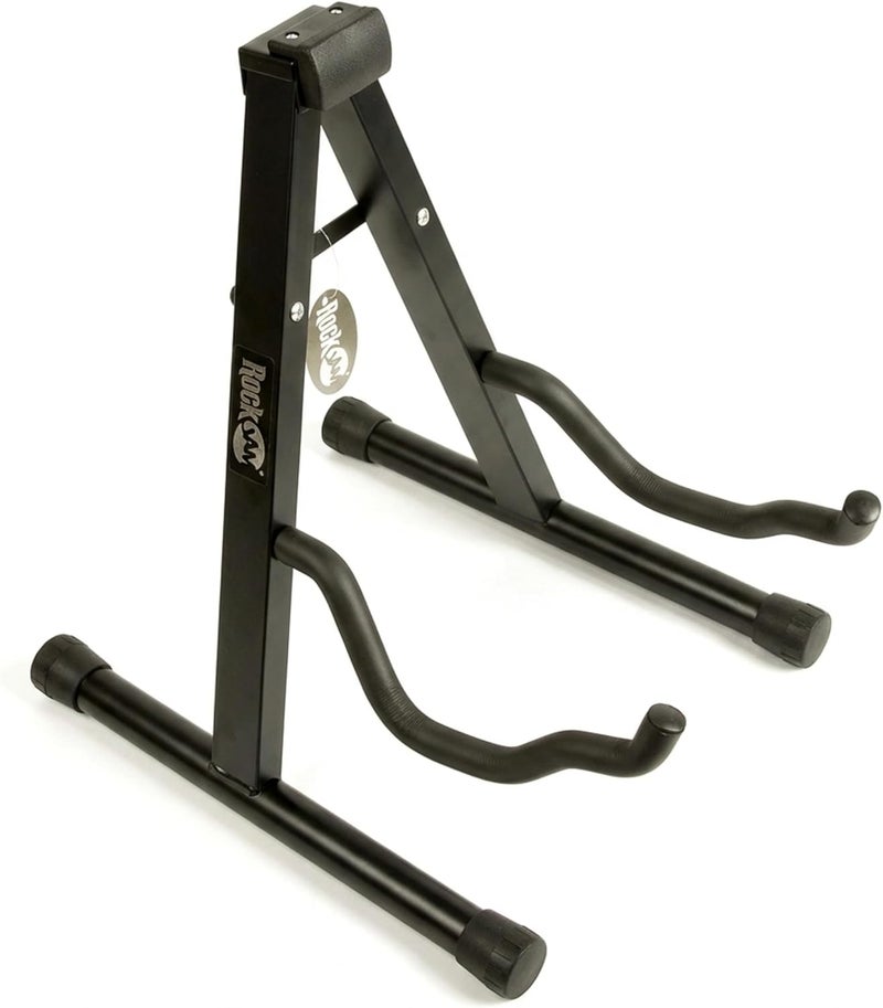 RockJam Foldable A-Frame Guitar Stand with Cushioned Arms and Rubber Feet. Electric, Acoustic & Bass Holder. (RJGS01) - Image 1