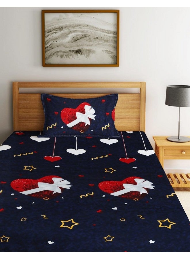 Fashion String شيت سرير مفرد من ميكروفايبر داكن أزرق 144 TC مع غطاء وسادة واحد - Image 2