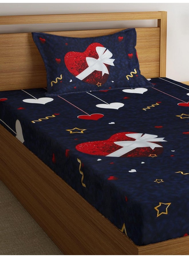 Fashion String شيت سرير مفرد من ميكروفايبر داكن أزرق 144 TC مع غطاء وسادة واحد - Image 3