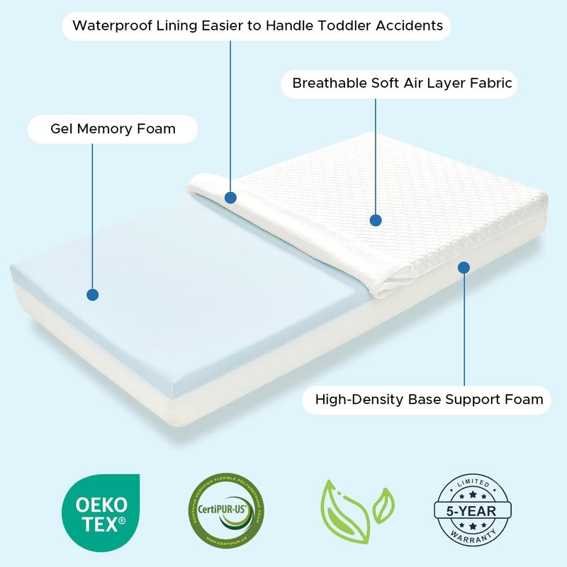 SCHNAUZER HOME Crib Mattress, Dual-Sided Breathable Baby and Toddler Memory Foam Mattress with Removable and Washable Cover, 100% Knitted Fabric, Fits Standard Cribs and Toddler Beds, 52" x 28" x 5" - Image 4