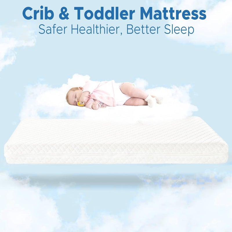 SCHNAUZER HOME Crib Mattress, Dual-Sided Breathable Baby and Toddler Memory Foam Mattress with Removable and Washable Cover, 100% Knitted Fabric, Fits Standard Cribs and Toddler Beds, 52" x 28" x 5" - Image 2