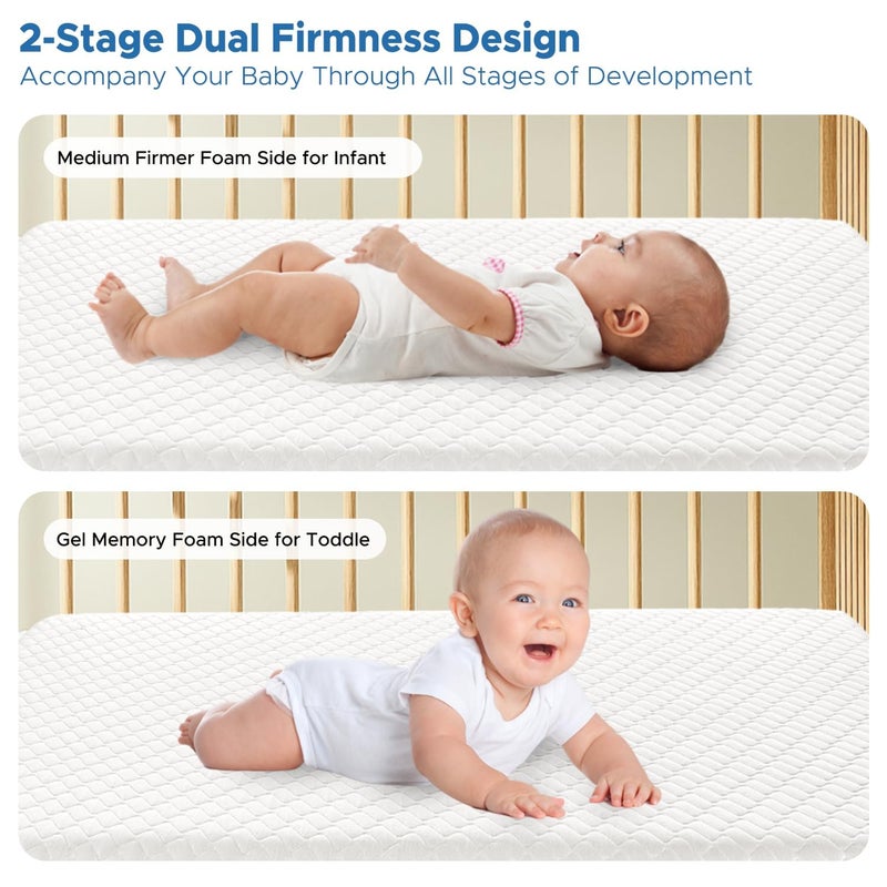 SCHNAUZER HOME Crib Mattress, Dual-Sided Breathable Baby and Toddler Memory Foam Mattress with Removable and Washable Cover, 100% Knitted Fabric, Fits Standard Cribs and Toddler Beds, 52" x 28" x 5" - Image 3