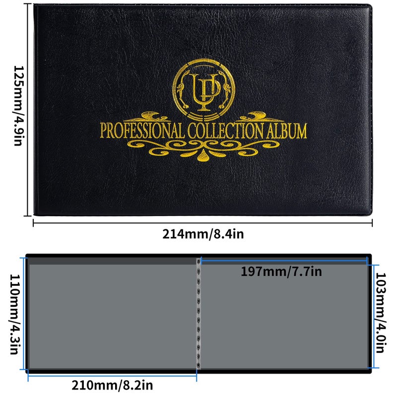 Navy Blue 40 Pocket Banknote Currency Collecting Album with 20 Clear Holders Double Sided Pages For Trading Cards Stamps And Tickets Ideal For Collectors - Image 3