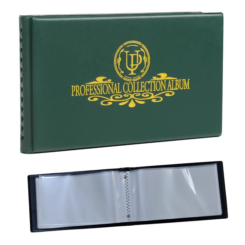 Navy Blue 40 Pocket Banknote Currency Collecting Album with 20 Clear Holders Double Sided Pages For Trading Cards Stamps And Tickets Ideal For Collectors - Image 2