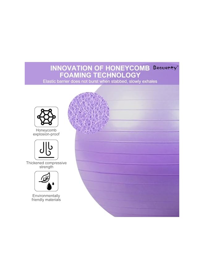 Beauenty 75 Centimetre Premium Yoga Ball for Safe and Effective Workouts - Anti-Slip, High Load-Bearing, and Versatile Exercise Equipment - Image 3