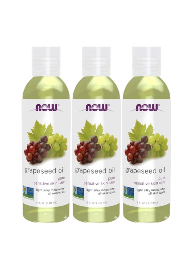 NOW Grape Seed Oil 118ml – Pure, natural oil for moisturizing skin and hair and nourishing the body(3 pieces) - Image 1