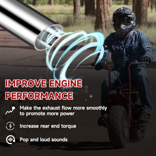 FVRITO Exhaust Pipe Header for CT200u Coleman BT200X CT200U-EX KT196 Mini Bike Go Kart Predator 212cc 224cc 196cc 6.5HP GX160 GX200 Clone Engine Baja Warrior MB200 Performance Parts Silver - Image 2