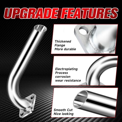 FVRITO Exhaust Pipe Header for CT200u Coleman BT200X CT200U-EX KT196 Mini Bike Go Kart Predator 212cc 224cc 196cc 6.5HP GX160 GX200 Clone Engine Baja Warrior MB200 Performance Parts Silver - Image 4