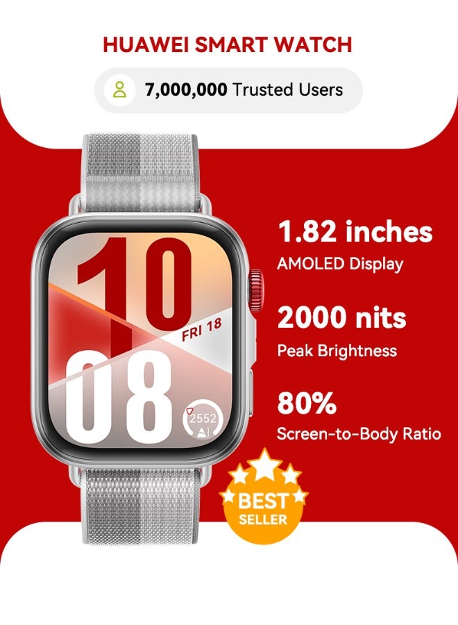 هواوي ساعة FIT4 الذكية، شاشة 1.82 بوصة، أكثر من 100 وضع رياضي، متتبع اللياقة والنوم، مراقب معدل ضربات القلب، مساعد الرفاهية العاطفية، عمر بطارية يصل إلى 10 أيام، متوافق مع iOS و Android - Image 1