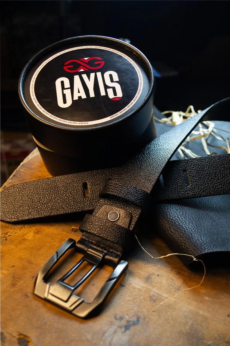 Gayış Special Oval Boxed Buffalo Leather Men's Jeans Trouser Belt Gift Dowry Belt
