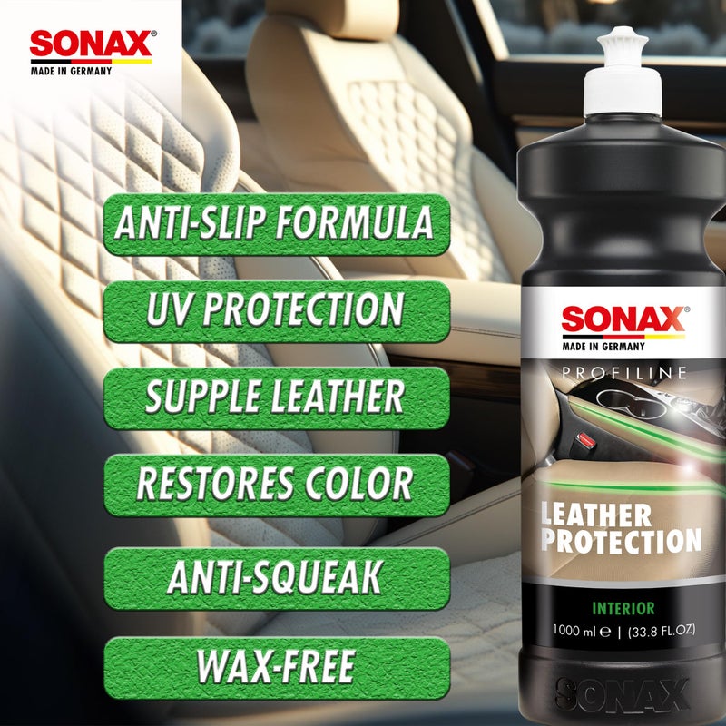 SONAX Profiline Leather Care | Nourishing Leather Conditioner with UV Protection | Prevents Cracking & Drying | Hydrophobic Surface Repels Dirt, Dust, & Water | 282300 | 1L - Image 4