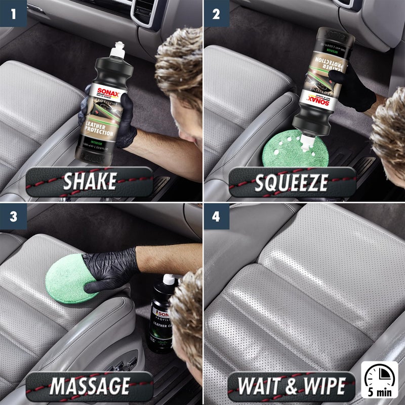 SONAX Profiline Leather Care | Nourishing Leather Conditioner with UV Protection | Prevents Cracking & Drying | Hydrophobic Surface Repels Dirt, Dust, & Water | 282300 | 1L - Image 3