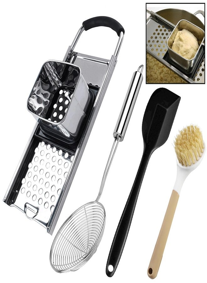 KEISSCO Premium Grade Stainless Steel Spaetzle Maker with Comfort Grip Handle, Stainless Steel Spider Strainer Skimmer Spoon with Cleaning Brush, Homemade German Egg Noodle Dumpling Making Tool Set - Image 1