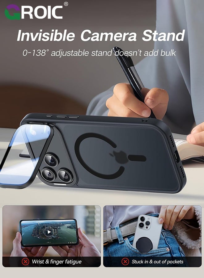 GROIC iPhone 17 Pro 6.3inch Case with Camera Cover Stand,Translucent Magnetic iPhone 17 Pro Phone Cover,Drop Protection  iPhone 17 Pro Phone Shell, iPhone 17 Pro Phone Case 6.3 Inch - Image 3