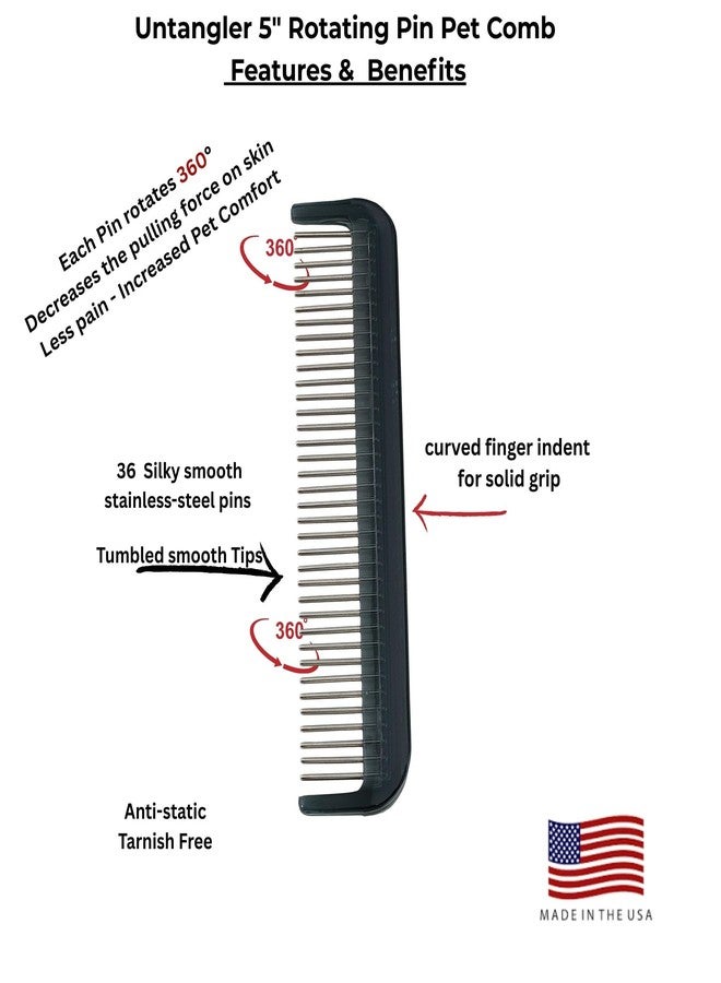 Untangler Pet Comb for easy mat removal (5", Smokey Black) - Image 4