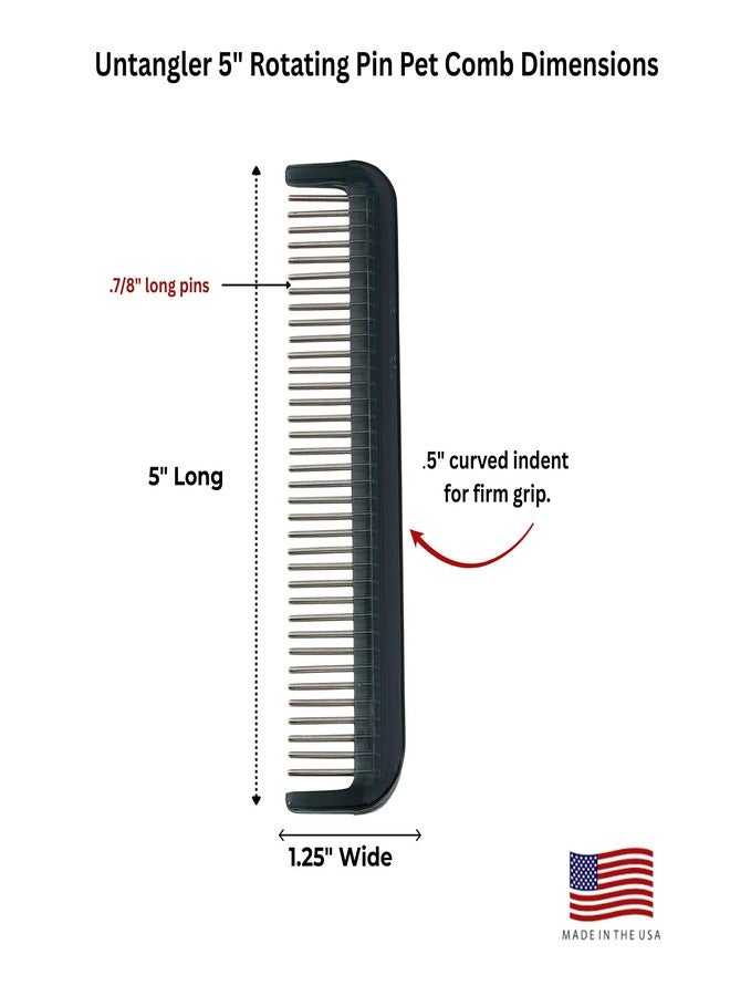 Untangler Pet Comb for easy mat removal (5", Smokey Black) - Image 3