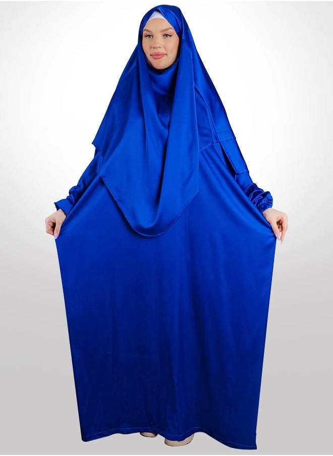 زمرد ثوب صلاة حرير ستان  ساده عملي مع غطاء الرأس من زمرد فاشون -فرنساوي  - Image 1