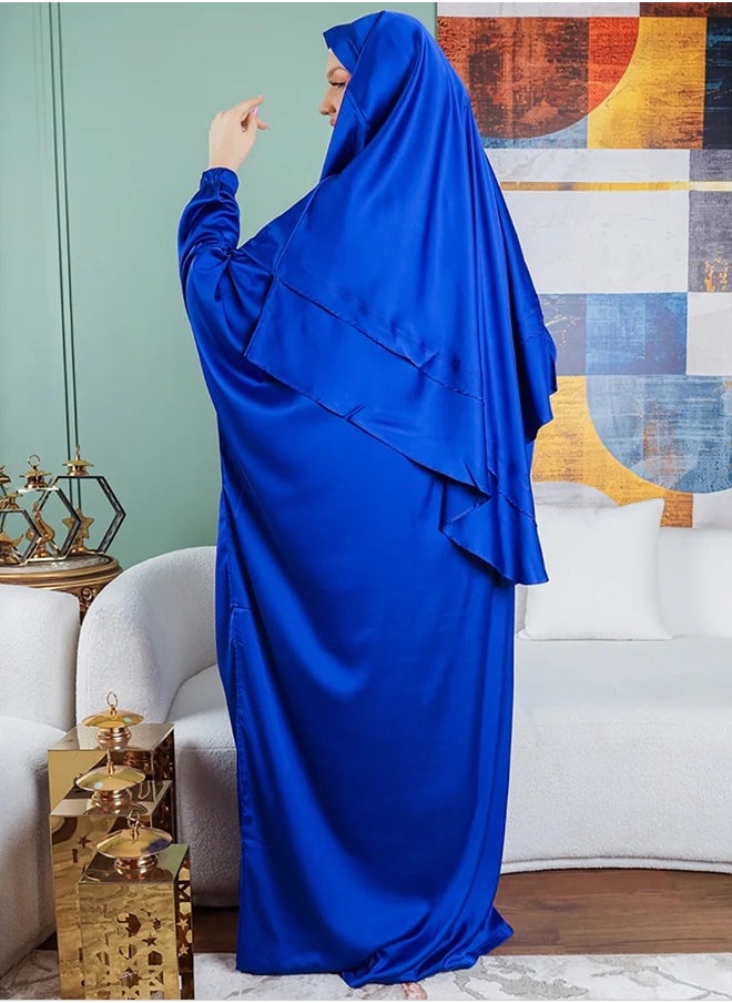 زمرد ثوب صلاة حرير ستان  ساده عملي مع غطاء الرأس من زمرد فاشون -فرنساوي  - Image 4