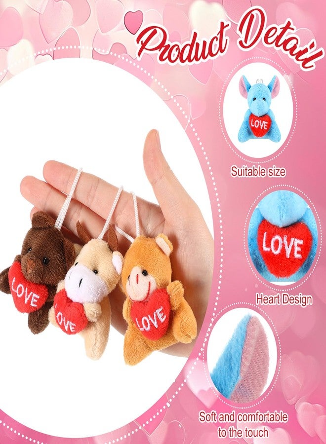 Blueweenly 12 Pcs Valentine's Classroom Exchange Gifts for Kids Valentine Mini Animal Plush Toys Bulk Small Stuffed Animal with Heart Valentine's Day Plushies Keychain for Prizes Reward Party Favor - Image 5