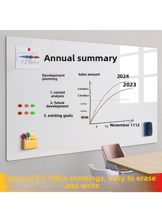 null - Magnetic Whiteboard Stickers Drawing Board Office Meeting Erasable Wall Stickers Home Teaching Graffiti Small Blackboard Does Not Hurt The Wall-Color:Office Whiteboard [special For White Wall Paint] Does Not Damage The Wall - Wood Grain Frame-Specifications:60x120cm [with Office Gift Package] - Image 1
