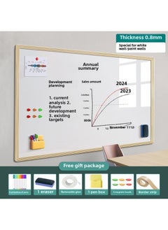 Magnetic Whiteboard Stickers Drawing Board Office Meeting Erasable Wall Stickers Home Teaching Graffiti Small Blackboard Does Not Hurt The Wall-Color:Office Whiteboard [special For White Wall Paint] Does Not Damage The Wall - Wood Grain Frame-Specifications:60x120cm [with Office Gift Package]