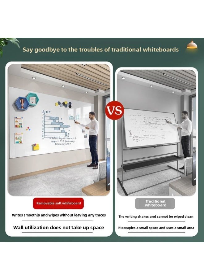 null - Magnetic Whiteboard Stickers Drawing Board Office Meeting Erasable Wall Stickers Home Teaching Graffiti Small Blackboard Does Not Hurt The Wall-Color:Office Whiteboard [special For White Wall Paint] Does Not Damage The Wall - Wood Grain Frame-Specifications:60x120cm [with Office Gift Package] - Image 1