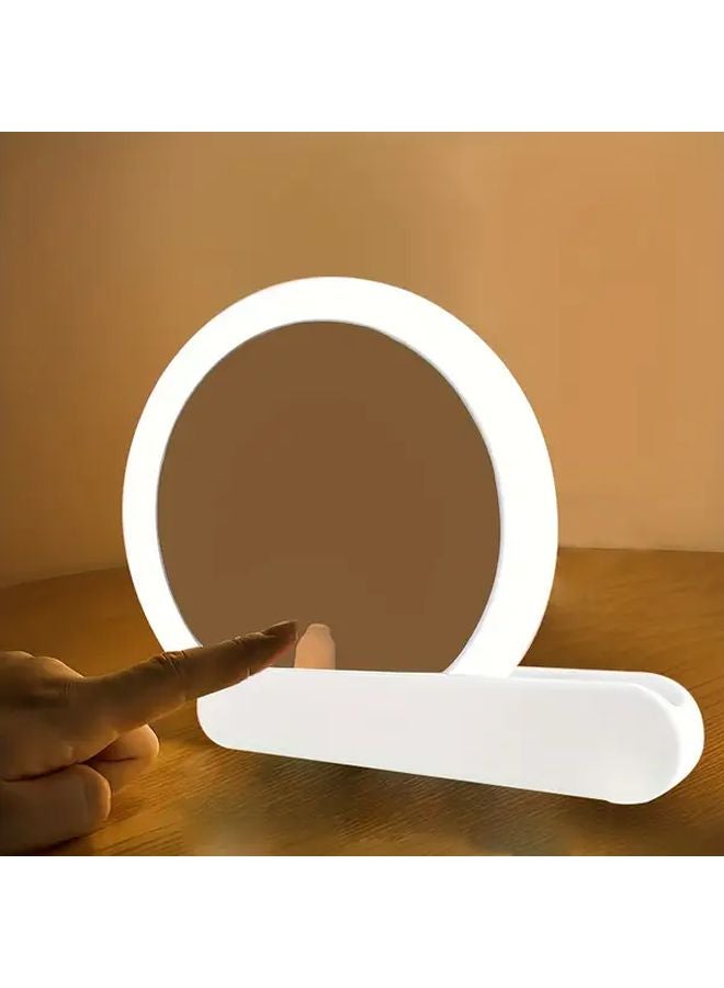 مرآة مكياج LED وردية مع إضاءة تعمل بواسطة USB C، قابلة للطي ومحمولة يدويًا للسفر - Image 1