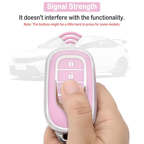 LECART Key Fob Cover for Honda 2025 2024 2023 2022 CR-V Civic Pilot Accord HR-V Sport Touring 5 Buttons TPU Key Fob Case Soft Car Key Shell Protector 2 Pack White & Pink - Image 5