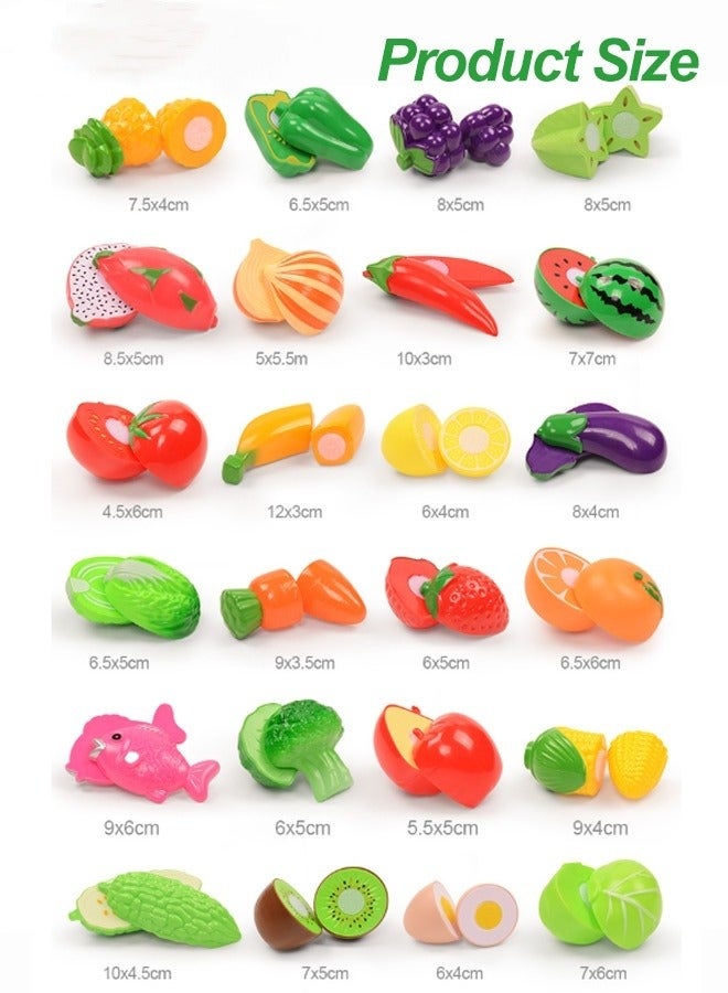 ميكسد 37 قطعة من ألعاب الطعام التظاهري للأطفال، لعبة بيتزا المطبخ، الطعام وتقطيع الفواكه والخضروات المزيفة مع سلة تخزين للأطفال الصغار الأولاد والبنات هدية عيد ميلاد - Image 3