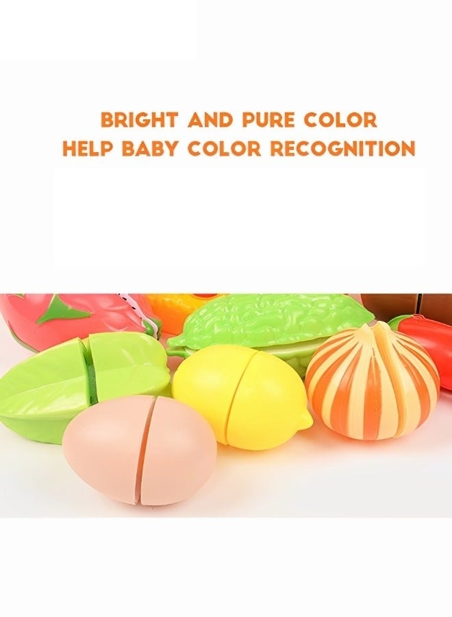 ميكسد 37 قطعة من ألعاب الطعام التظاهري للأطفال، لعبة بيتزا المطبخ، الطعام وتقطيع الفواكه والخضروات المزيفة مع سلة تخزين للأطفال الصغار الأولاد والبنات هدية عيد ميلاد - Image 5