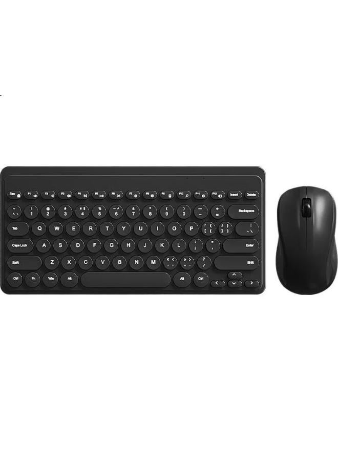 B.O.W Hangshi Mk610 Wireless Keyboard And Mouse Set, Retro Chocolate Buttons, Laptop Office Universal Keyboard And Mouse Combo, Black - Image 1