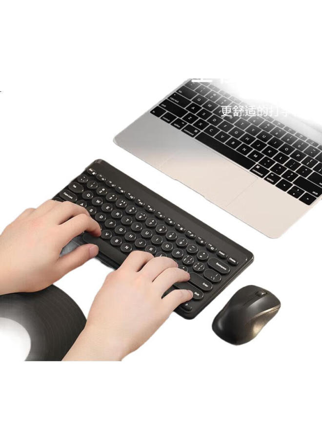 B.O.W Hangshi Mk610 Wireless Keyboard And Mouse Set, Retro Chocolate Buttons, Laptop Office Universal Keyboard And Mouse Combo, Black - Image 3