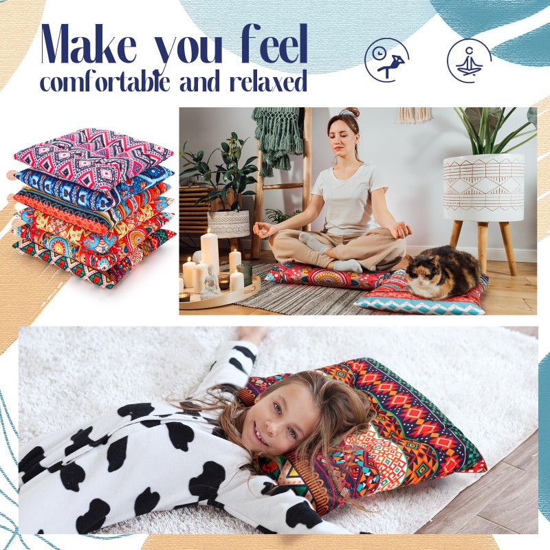 Menkxi 6 Pcs Bohemian Floor Pillows Seating 15 Inch Boho Floor Cushions Sitting Pillows Square Yoga Mandala Meditation Pouf for Living Room Balcony Office Tatami(Classic) - Image 4