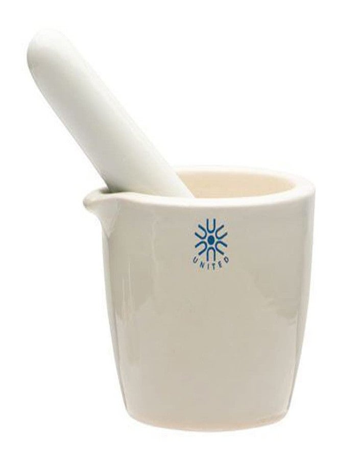 United Scientific™ Ceramic Mortar and Pestle Set - 150mL Capacity, Deep Form with Pour Spout, Unglazed Grinding Bowl Surface for Kitchen or Lab Use - Herbs & Spices, Pill Crusher - Image 2