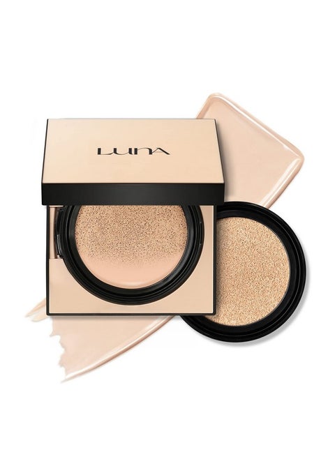 Luna 50Hours Conceal Fixing Cushion Foundation Spf 37, Korean Sunscreen Makeup, Semimatte Finish, Full Coverage, Refill Included, 23 Medium Beige