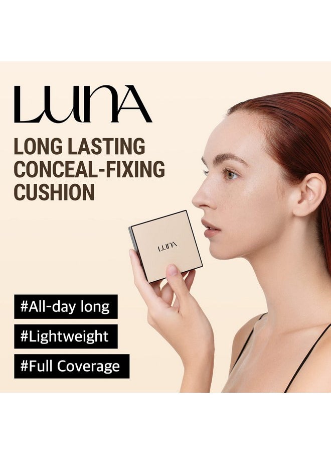 AK AEKYUNG - Luna 50Hours Conceal Fixing Cushion Foundation Spf 37, Korean Sunscreen Makeup, Semimatte Finish, Full Coverage, Refill Included, 23 Medium Beige - Image 1