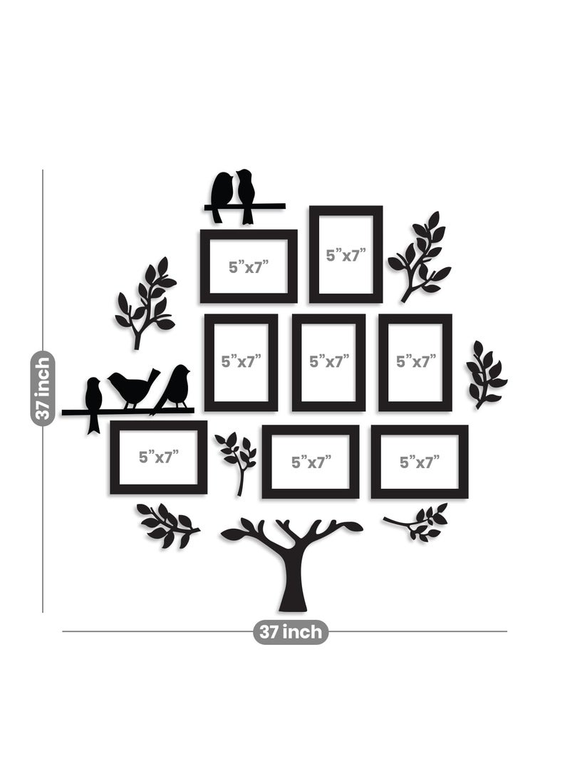 Art Street Art Street Engineered Wood Family Tree Mdf Photo Frame Individual Picture Wall Art For Living Room, Decorative - 6 Leaf, 1 Trunk And 5 Birds, Set Of 8 (Size: 5X7 Inch, Rectangular, Multicolor)  - Image 3