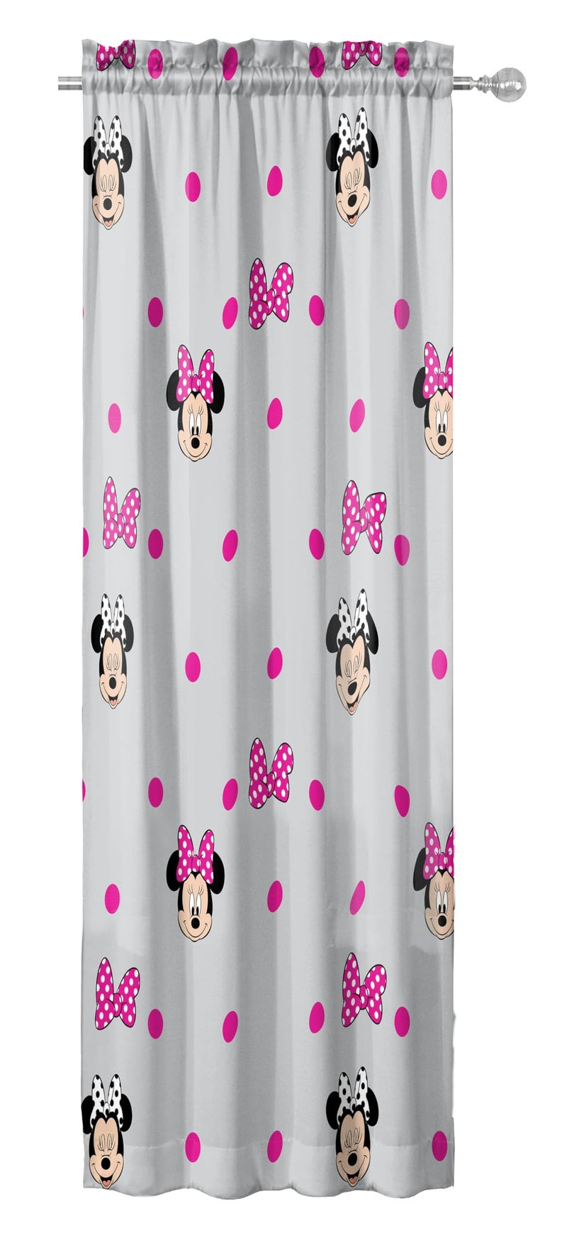 Jay Franco Window Curtains for Kids Bedroom 4-Piece Drape Set with 2 Tiebacks  Grey - Minnie Mouse  42"" W x 63"" L (Pack of 2) - Image 3