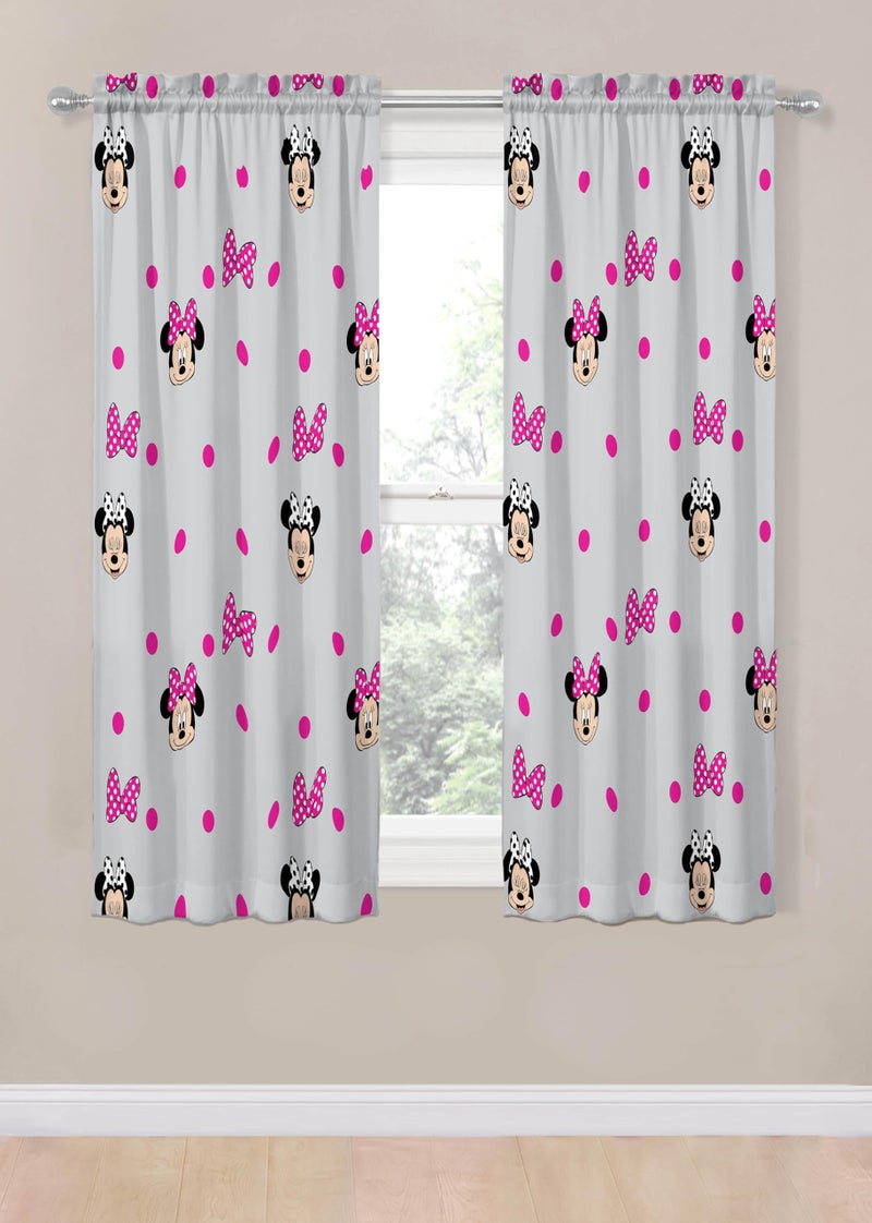Jay Franco Window Curtains for Kids Bedroom 4-Piece Drape Set with 2 Tiebacks  Grey - Minnie Mouse  42"" W x 63"" L (Pack of 2) - Image 2